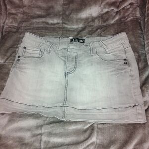LEI Gray Denim Mini Skirt